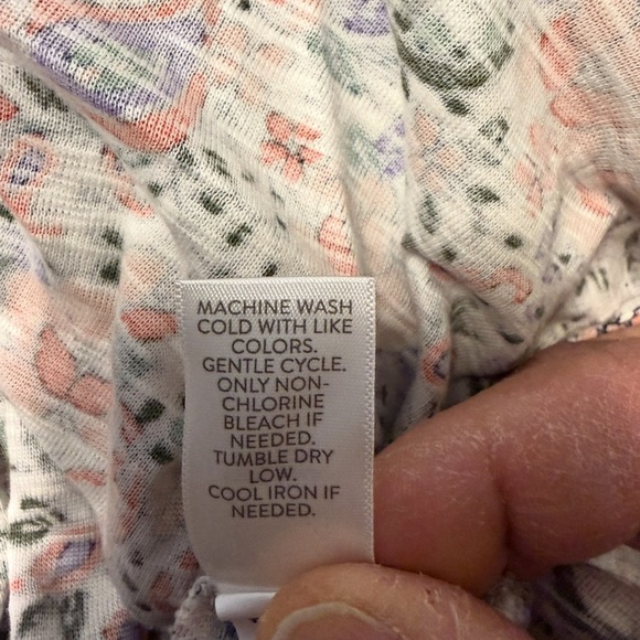 J. Jill Floral V-Neck Slub Pima Cotton Elbow Sleeve Tee 100% Pima Cotton S - Picture 6 of 8